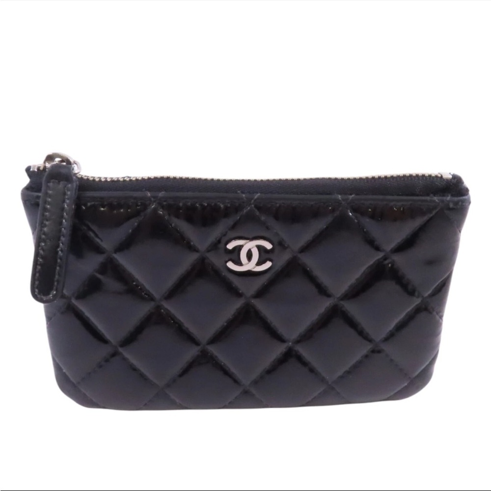 🖤CHANEL Black Quilted Patent Leather Coin Case/Coin Purse🖤